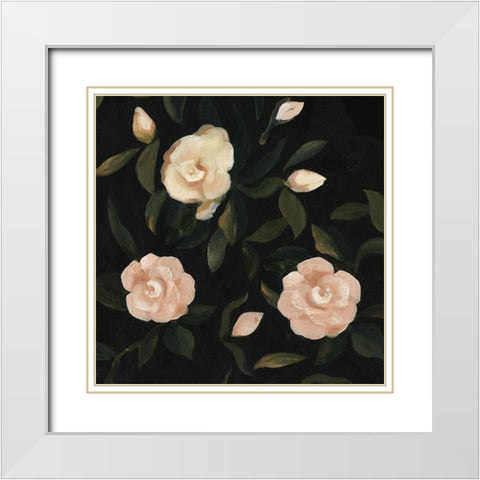 Evening Gardenias II White Modern Wood Framed Art Print with Double Matting by Scarvey, Emma