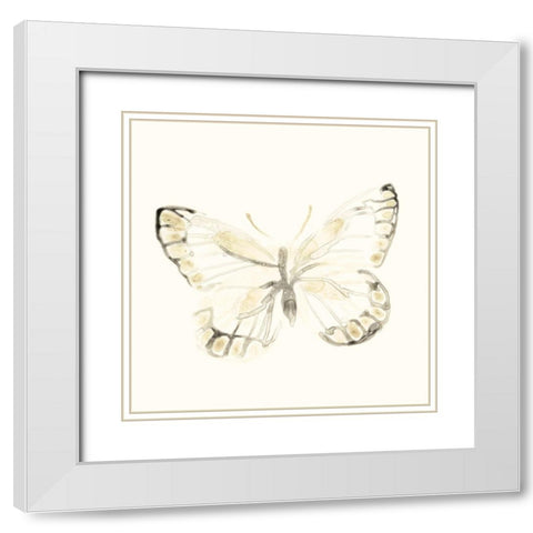 Sepia Butterfly Impressions I White Modern Wood Framed Art Print with Double Matting by Vess, June Erica