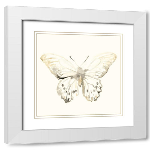Sepia Butterfly Impressions II White Modern Wood Framed Art Print with Double Matting by Vess, June Erica