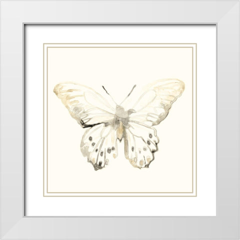 Sepia Butterfly Impressions II White Modern Wood Framed Art Print with Double Matting by Vess, June Erica