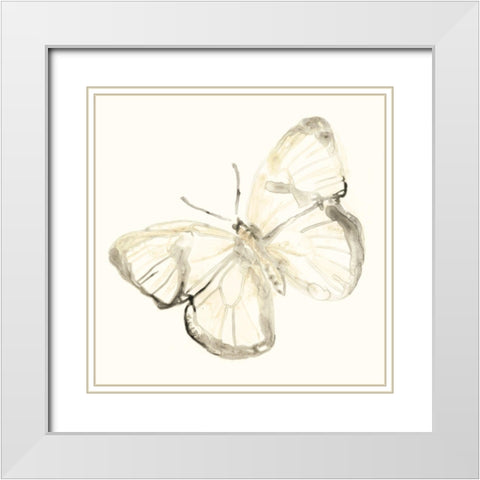 Sepia Butterfly Impressions III White Modern Wood Framed Art Print with Double Matting by Vess, June Erica