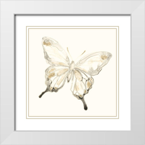 Sepia Butterfly Impressions IV White Modern Wood Framed Art Print with Double Matting by Vess, June Erica
