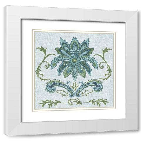 Serene Chintz IV White Modern Wood Framed Art Print with Double Matting by Wang, Melissa