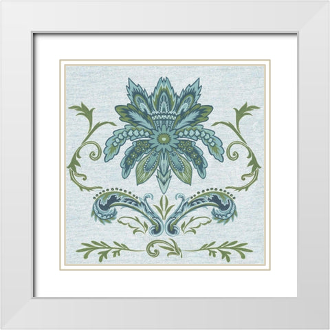 Serene Chintz IV White Modern Wood Framed Art Print with Double Matting by Wang, Melissa