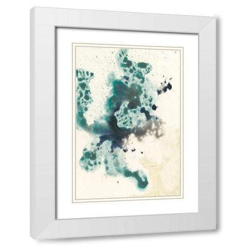Teal Tributary I White Modern Wood Framed Art Print with Double Matting by Goldberger, Jennifer