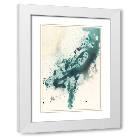 Teal Tributary II White Modern Wood Framed Art Print with Double Matting by Goldberger, Jennifer