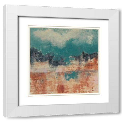 Teal Sky II White Modern Wood Framed Art Print with Double Matting by Goldberger, Jennifer