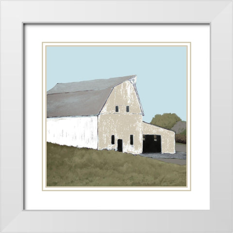 Custom Lonely Barn in Neutral II White Modern Wood Framed Art Print with Double Matting by Young, Carol