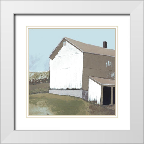 Custom Lonely Barn in Neutral IV White Modern Wood Framed Art Print with Double Matting by Young, Carol