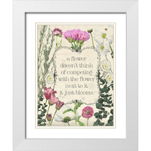 Pressed Floral Quote III White Modern Wood Framed Art Print with Double Matting by Popp, Grace