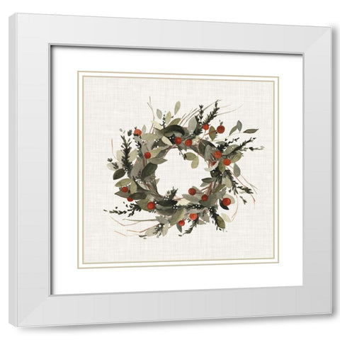 Farmhouse Wreath I White Modern Wood Framed Art Print with Double Matting by Scarvey, Emma