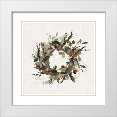 Farmhouse Wreath I White Modern Wood Framed Art Print with Double Matting by Scarvey, Emma