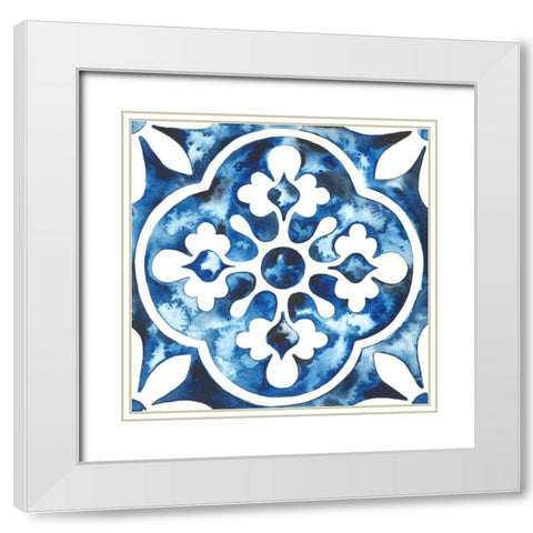 Cobalt Tile I White Modern Wood Framed Art Print with Double Matting by Popp, Grace