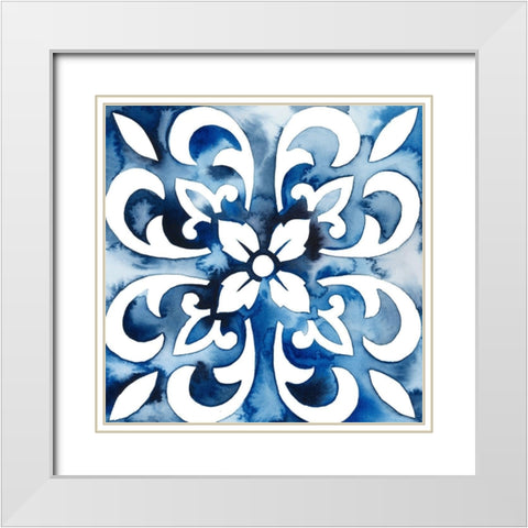 Cobalt Tile II White Modern Wood Framed Art Print with Double Matting by Popp, Grace