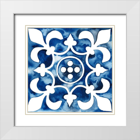 Cobalt Tile III White Modern Wood Framed Art Print with Double Matting by Popp, Grace