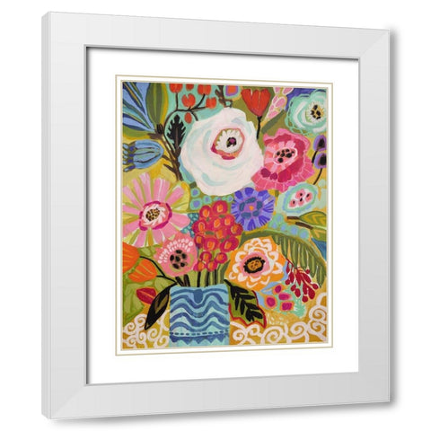 Fresh Flowers in Vase II White Modern Wood Framed Art Print with Double Matting by Fields, Karen