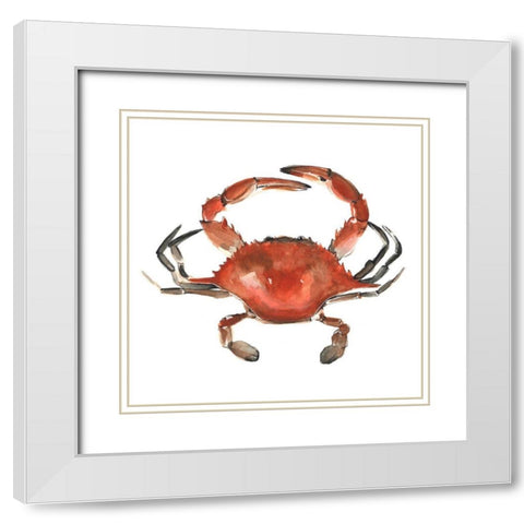 Watercolor Crab I White Modern Wood Framed Art Print with Double Matting by Scarvey, Emma