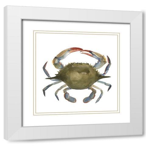 Watercolor Crab II White Modern Wood Framed Art Print with Double Matting by Scarvey, Emma