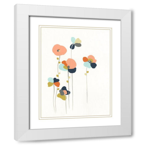 Modular Bouquet I White Modern Wood Framed Art Print with Double Matting by Vess, June Erica