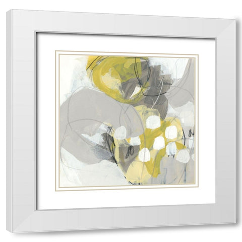 Citron Mist II White Modern Wood Framed Art Print with Double Matting by Vess, June Erica