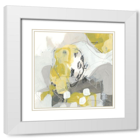 Citron Mist IV White Modern Wood Framed Art Print with Double Matting by Vess, June Erica