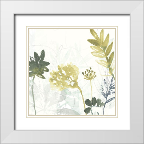 Tropical Stems I White Modern Wood Framed Art Print with Double Matting by Vess, June Erica