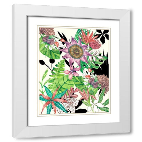 Floral Paradise I White Modern Wood Framed Art Print with Double Matting by Wang, Melissa