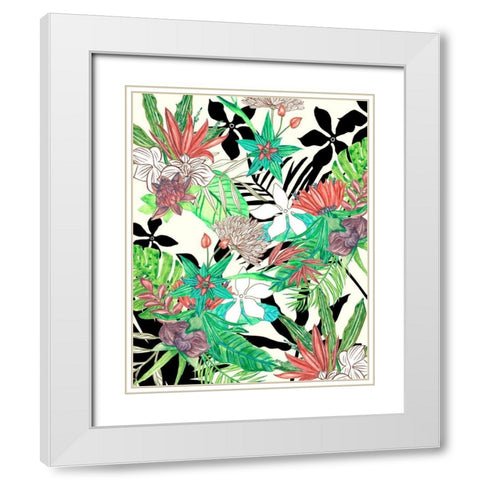 Floral Paradise II White Modern Wood Framed Art Print with Double Matting by Wang, Melissa