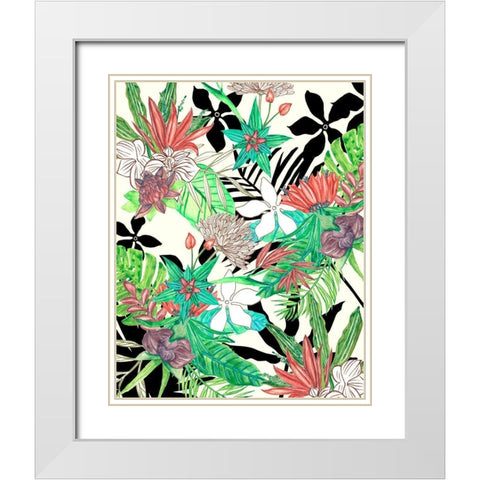 Floral Paradise II White Modern Wood Framed Art Print with Double Matting by Wang, Melissa