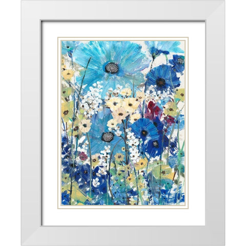 Garden Blues II White Modern Wood Framed Art Print with Double Matting by OToole, Tim
