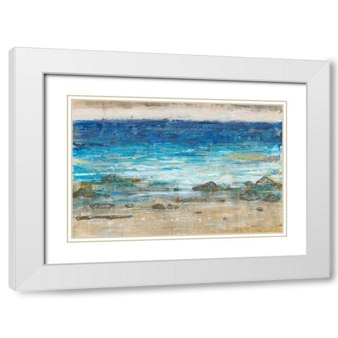 Rocky Shoreline II White Modern Wood Framed Art Print with Double Matting by OToole, Tim