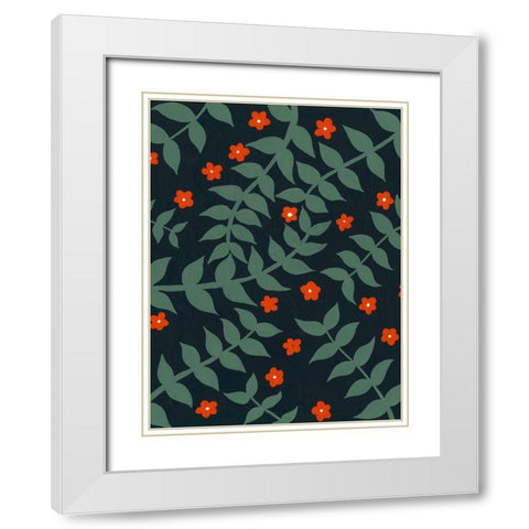 Blooming Garden Pattern I White Modern Wood Framed Art Print with Double Matting by Moore, Regina