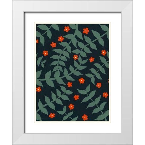 Blooming Garden Pattern I White Modern Wood Framed Art Print with Double Matting by Moore, Regina