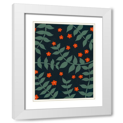 Blooming Garden Pattern II White Modern Wood Framed Art Print with Double Matting by Moore, Regina