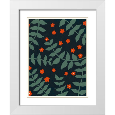 Blooming Garden Pattern II White Modern Wood Framed Art Print with Double Matting by Moore, Regina