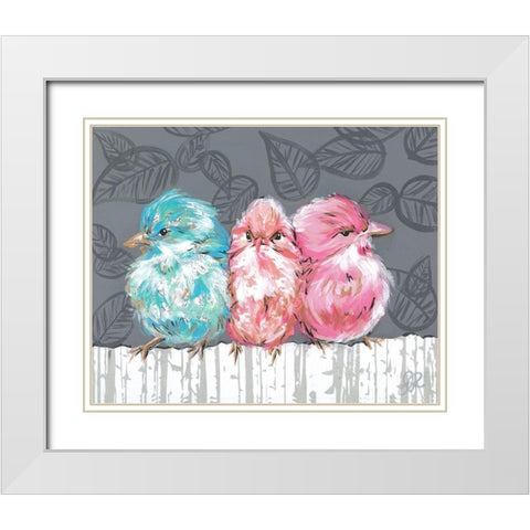 Bird Trio I White Modern Wood Framed Art Print with Double Matting by Rutledge, Jennifer