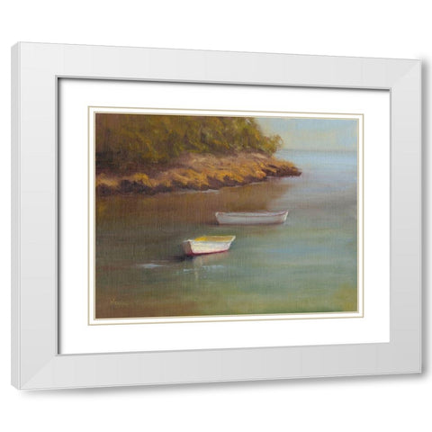 Harbored Dories I White Modern Wood Framed Art Print with Double Matting by Wendling, Marilyn