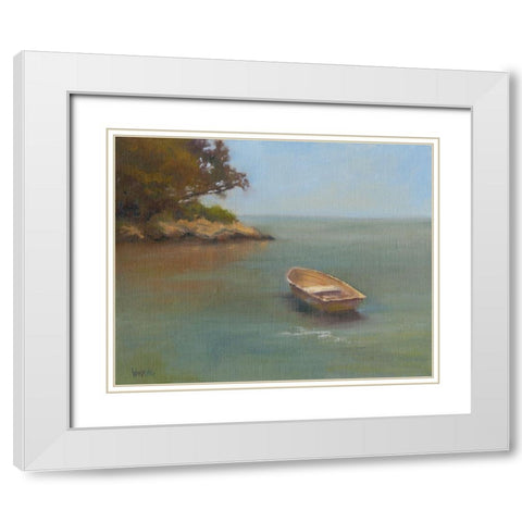 Harbored Dories II White Modern Wood Framed Art Print with Double Matting by Wendling, Marilyn