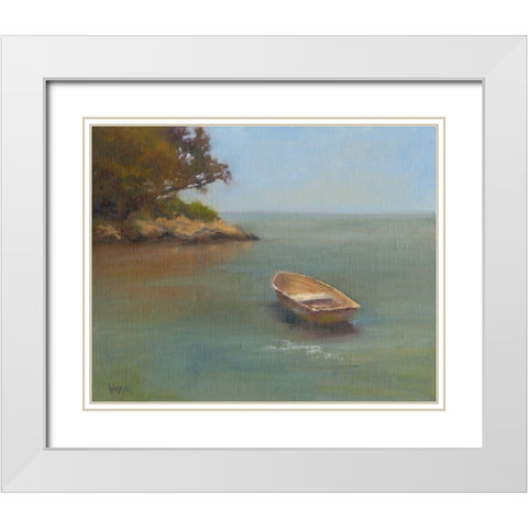 Harbored Dories II White Modern Wood Framed Art Print with Double Matting by Wendling, Marilyn