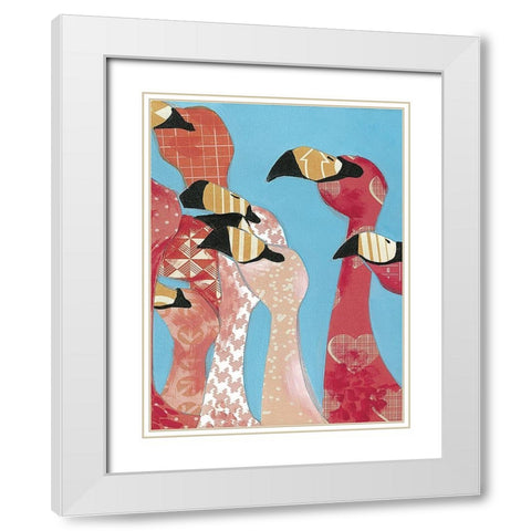 Flock of Flamingoes I White Modern Wood Framed Art Print with Double Matting by Rutledge, Jennifer