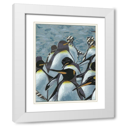 Colony of Penguins I White Modern Wood Framed Art Print with Double Matting by Rutledge, Jennifer