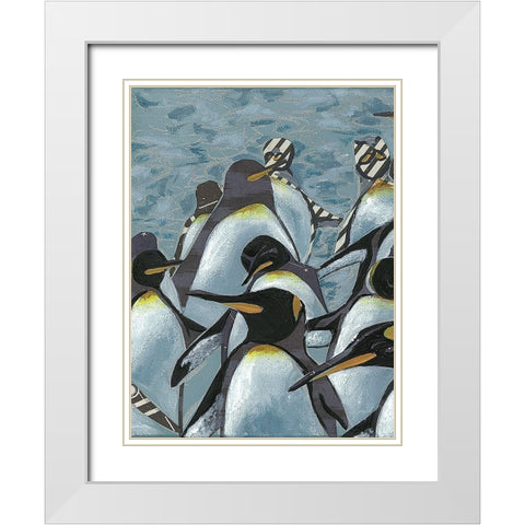 Colony of Penguins I White Modern Wood Framed Art Print with Double Matting by Rutledge, Jennifer