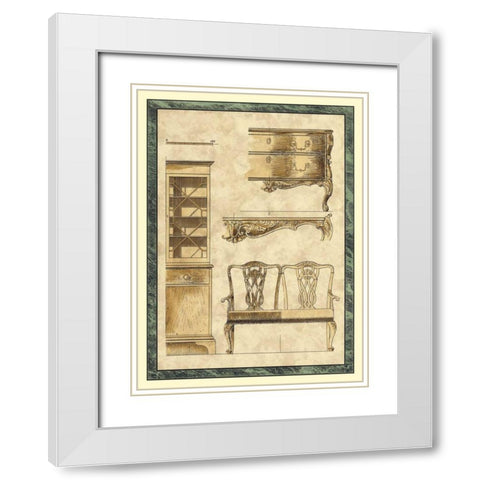 Chippendale Furniture I White Modern Wood Framed Art Print with Double Matting by Vision Studio