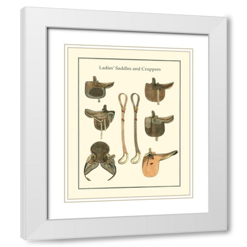 Ladies Saddles White Modern Wood Framed Art Print with Double Matting by Vision Studio