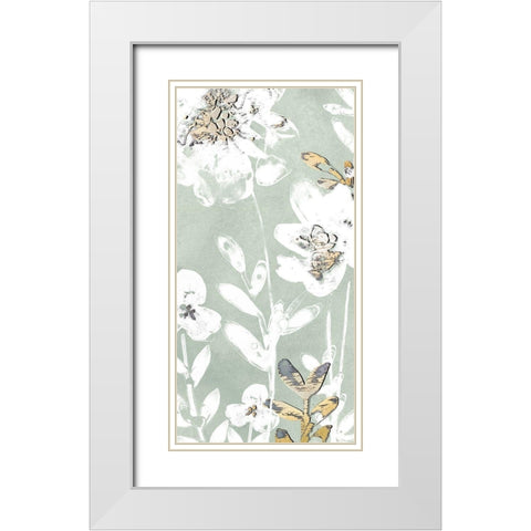 Blossom Patina V White Modern Wood Framed Art Print with Double Matting by Vess, June Erica