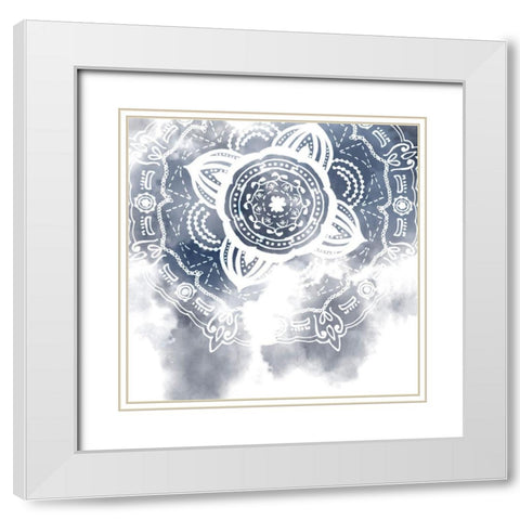 Midnight Blue Breath I White Modern Wood Framed Art Print with Double Matting by Wang, Melissa