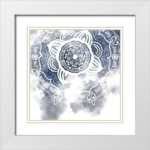 Midnight Blue Breath I White Modern Wood Framed Art Print with Double Matting by Wang, Melissa