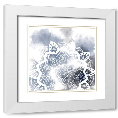 Midnight Blue Breath II White Modern Wood Framed Art Print with Double Matting by Wang, Melissa