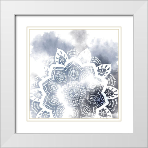 Midnight Blue Breath II White Modern Wood Framed Art Print with Double Matting by Wang, Melissa