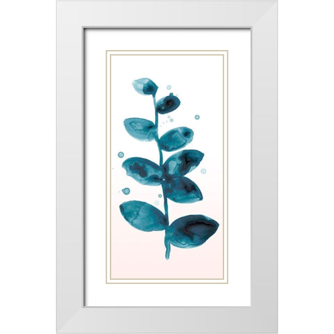 Stems in Indigo III White Modern Wood Framed Art Print with Double Matting by Vess, June Erica